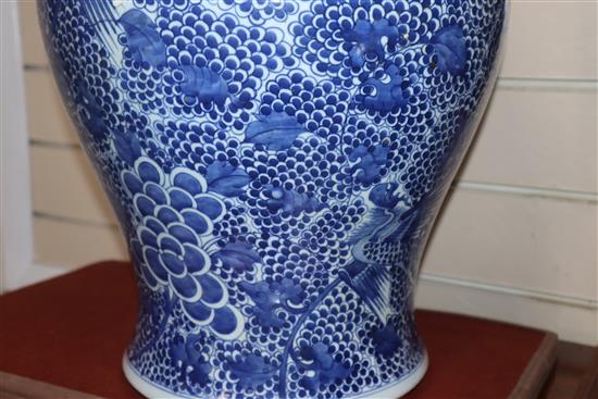 A pair of large Chinese blue and white vases and covers height 53cm